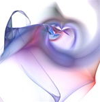 Convey love and romance with this dramatic heart shape, draped in scarf-like veils of blue, purple, magenta, and red, against a pure white background.