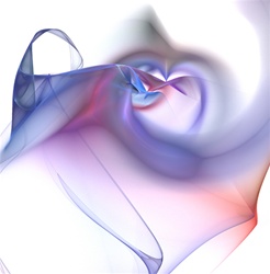 Convey love and romance with this dramatic heart shape, draped in scarf-like veils of blue, purple, magenta, and red, against a pure white background.