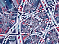 This crosshatch of angry red and grey lines going nowhere suggests stress, frustration, and the pressure of schedules and being trapped in the rat race.