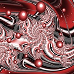 Have you ever felt like you're being eaten alive? This image, with its swirling spiral of sharks and blood red droplets, comes as close as any we've got to conveying a sense of voracious chaos, threat, and menace.