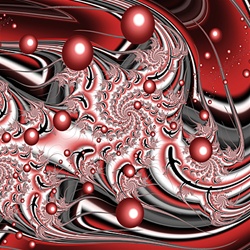 Have you ever felt like you're being eaten alive? This image, with its swirling spiral of sharks and blood red droplets, comes as close as any we've got to conveying a sense of voracious chaos, threat, and menace.