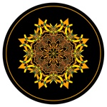 This distinctive fractal mandala has strong radial symmetry, a bull horn motif, and just a hint of the esoteric.