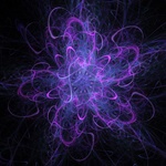 This starburst in delicate tones of blue and magenta has an ethereal, almost organic feel and a strong sense of movement. It suggests fireworks and celebrations.