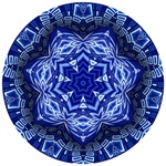 This delicate mandala in blue and white has the feel of porcelain and is made from our Interstellar City fractal.